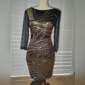 Bebe Long sleeved Sequins dress